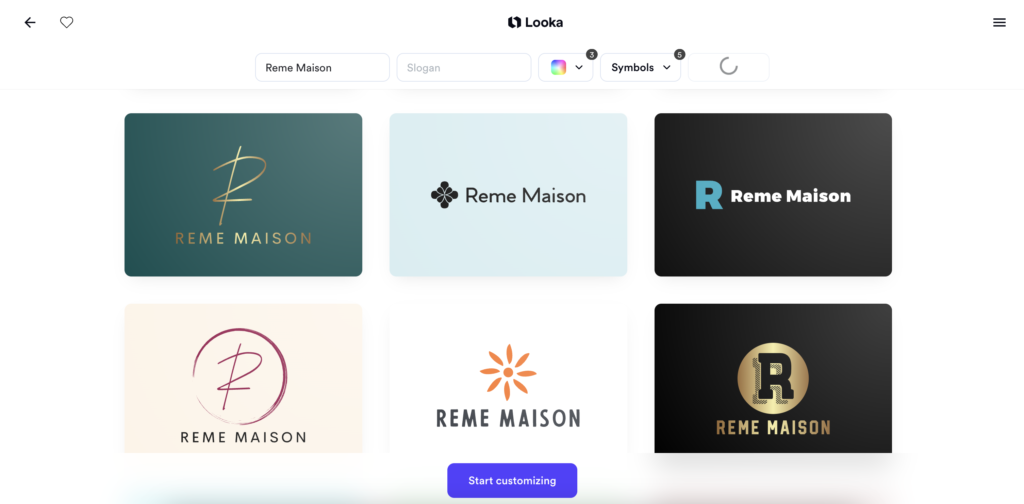 Looka 生成的 Reme Maison logo 範例二