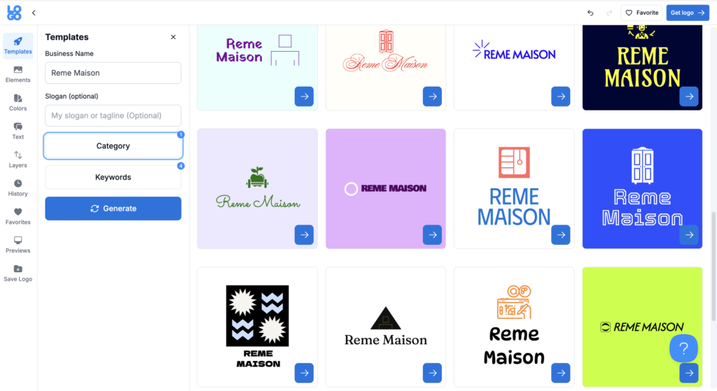 LOGO.com 生成的 logo 範例一